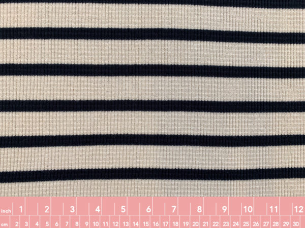 Amour Vert - Deadstock Cotton Thermal Rib Knit - Ecru/Navy Stripe