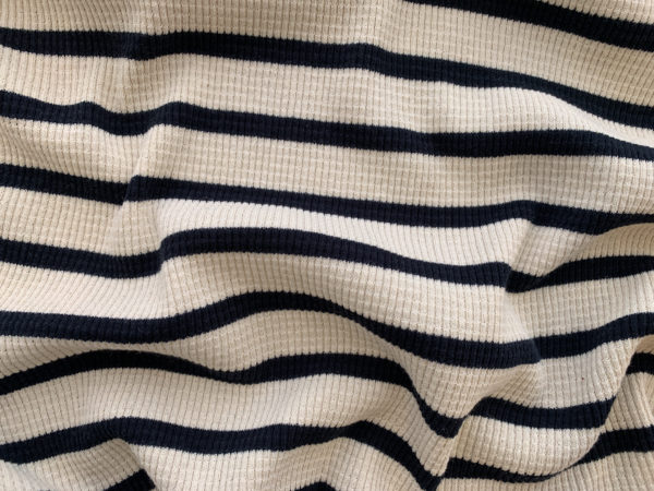 Amour Vert - Deadstock Cotton Thermal Rib Knit - Ecru/Navy Stripe