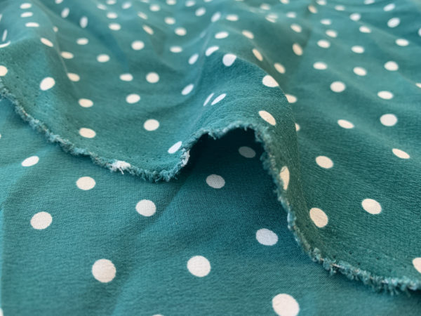 Amour Vert - Sandwashed Silk Crepe de Chine - Green Polka Dot