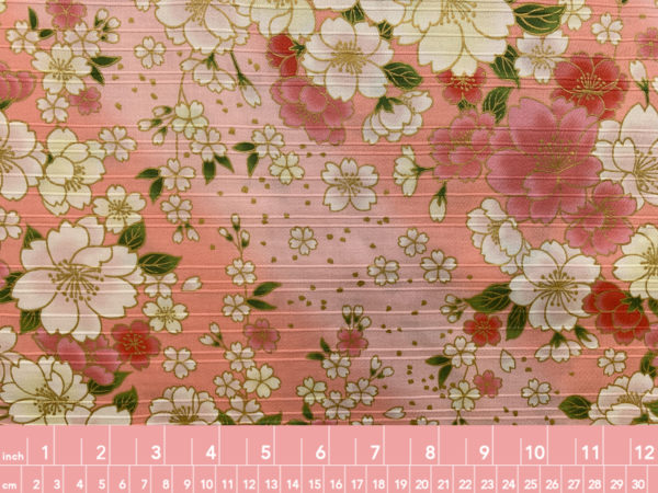 Japanese Cotton Dobby - Metallic Sakura Blossoms - Pink