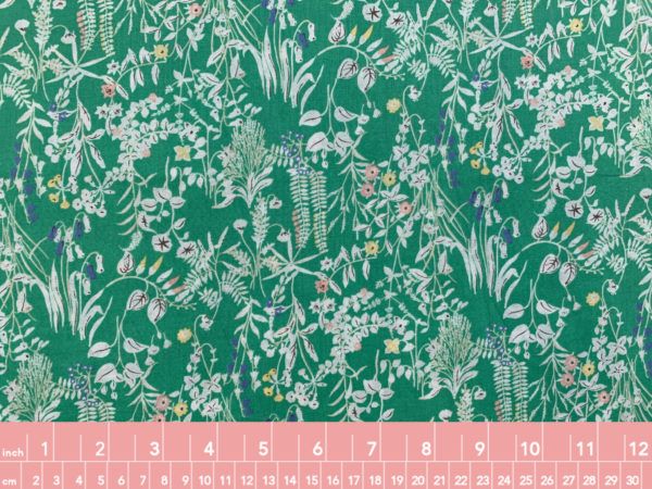 Japanese Cotton Lawn - White Floral on Green