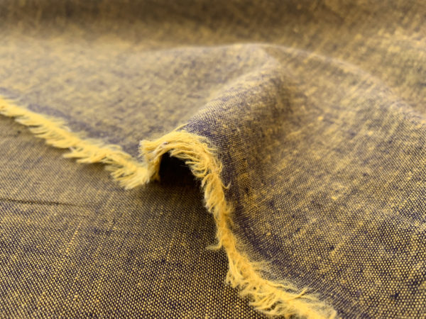 Designer Deadstock - Yarn Dyed Cotton/Linen Chambray - Gold