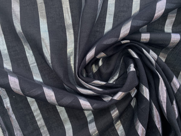 Designer Deadstock - Cotton/Lurex Voile - Black/Silver Stripe