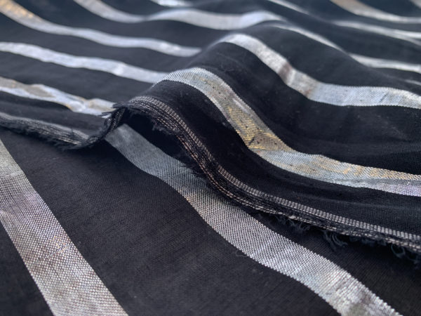 Designer Deadstock - Cotton/Lurex Voile - Black/Silver Stripe