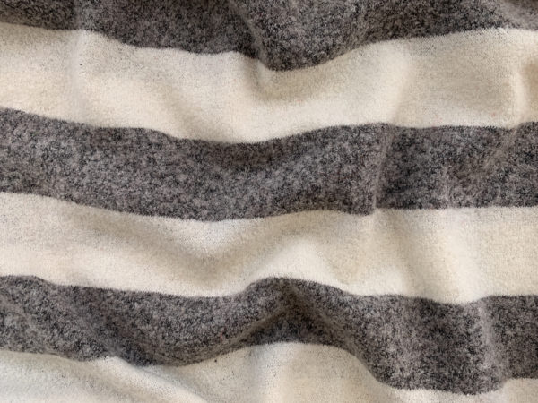 Designer Deadtock - Wool Sweater Knit - Grey/Cream Stripe