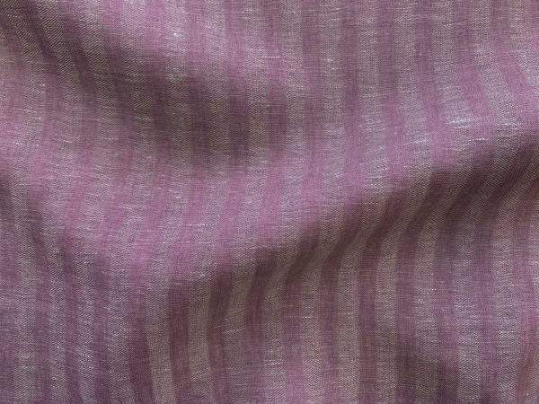 Designer Deadstock - Yarn Dyed Linen - Plum Stripe