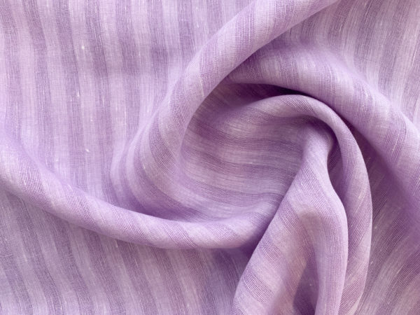 Designer Deadstock - Yarn Dyed Linen - Plum Stripe