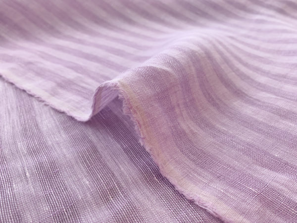 Designer Deadstock - Yarn Dyed Linen - Plum Stripe