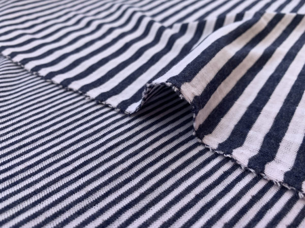 Designer - Deadstock - Cotton Double Knit – Blue/White Stripe