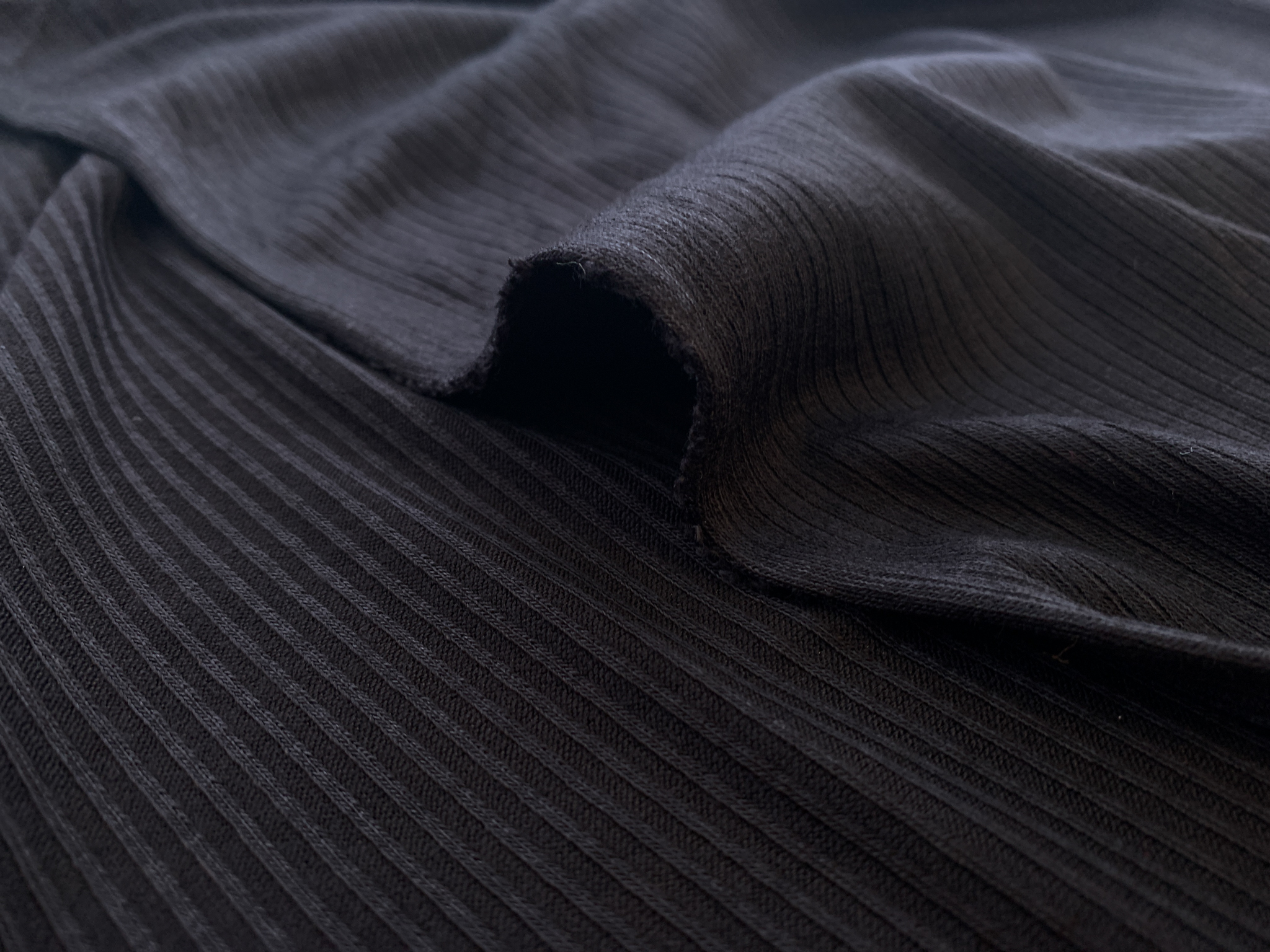 Rayon/Spandex 4x2 Rib Knit - Black - Stonemountain & Daughter Fabrics