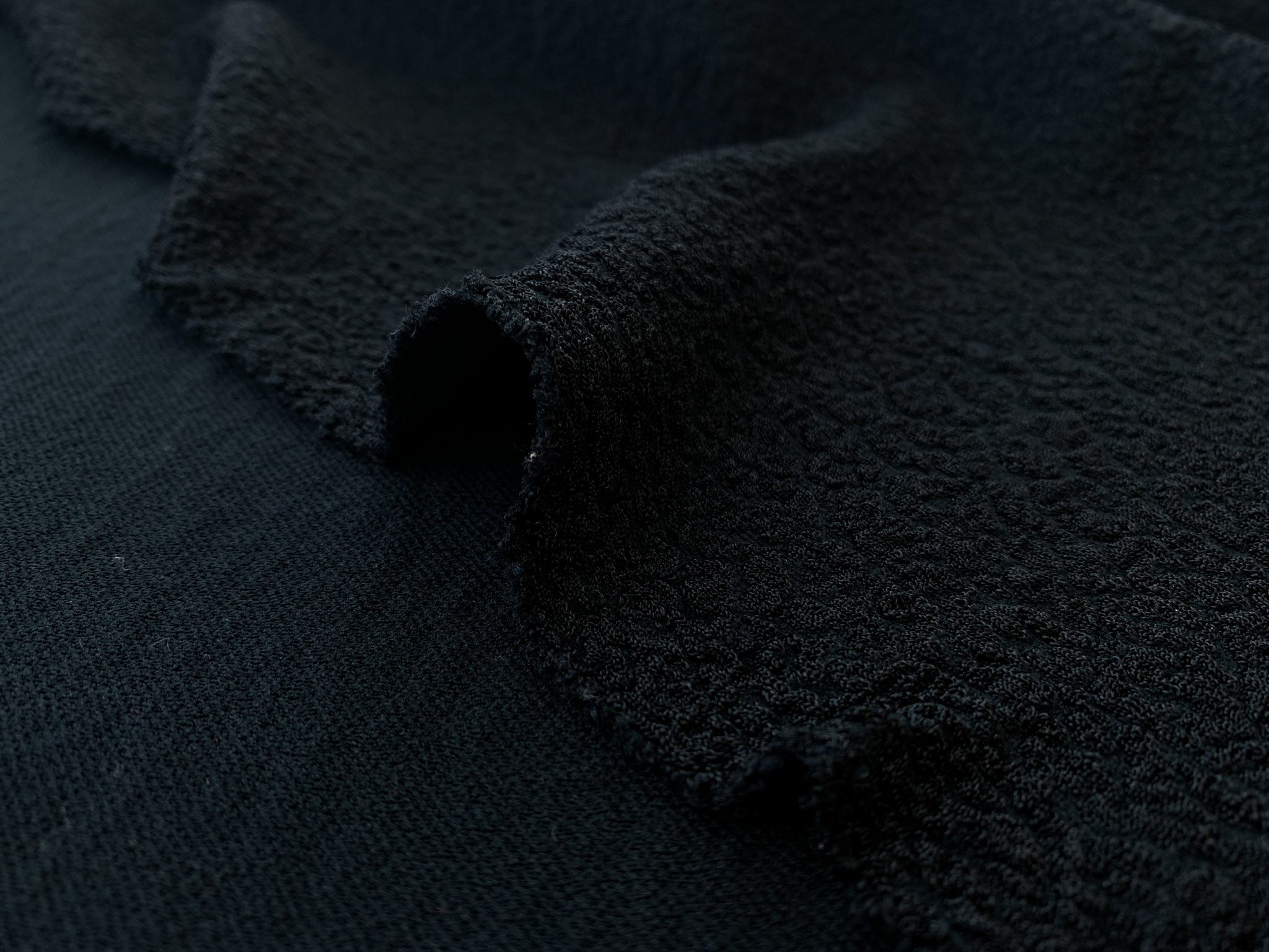 Designer Deadstock - Poly/Spandex Textured Knit - Black - Stonemountain ...