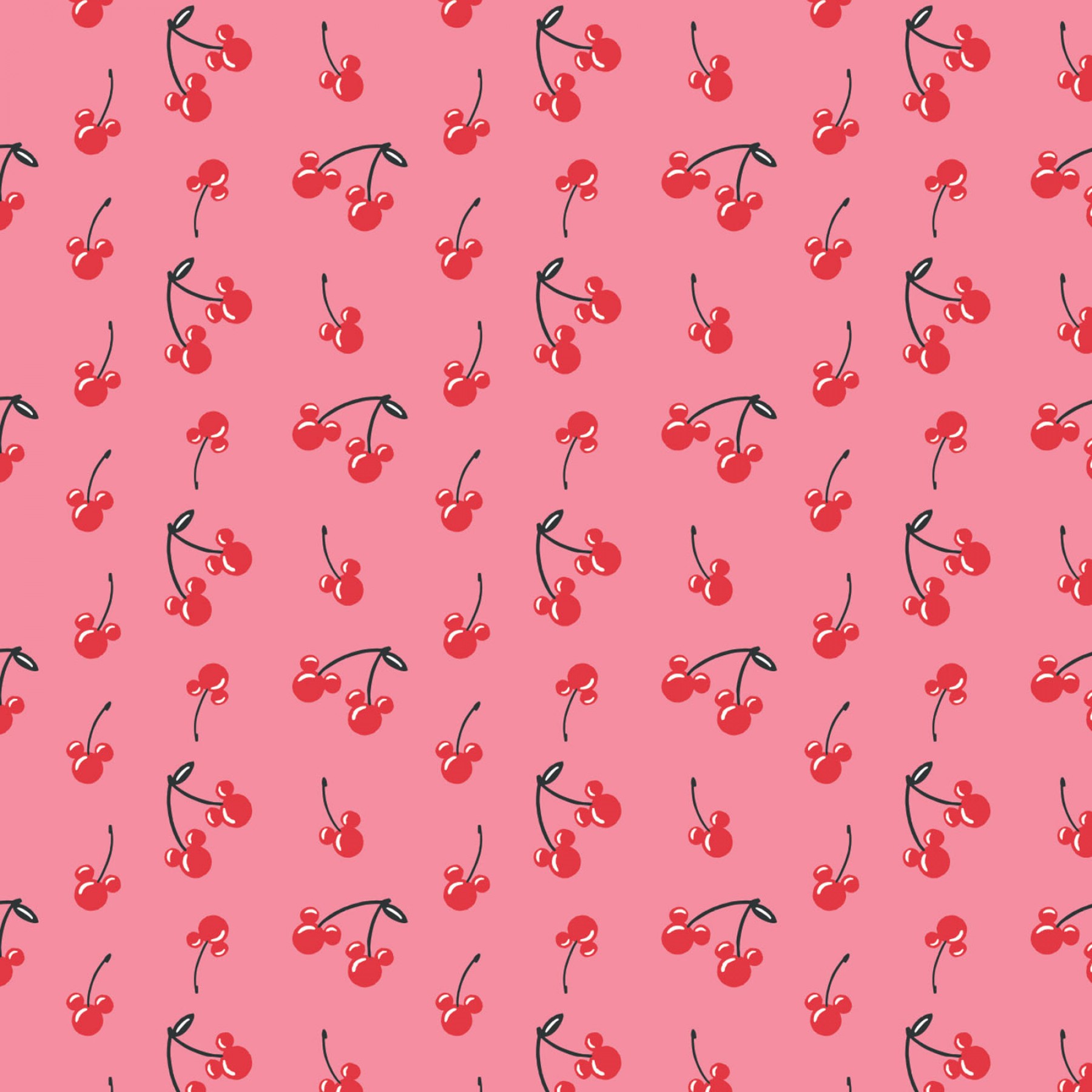 Cherry Print Fabric - Pink: 100% Cotton