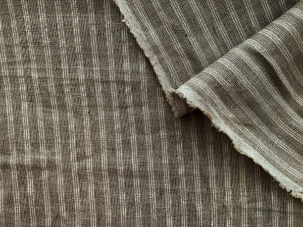 Designer Deadstock - Yarn Dyed Linen - Taupe Stripe