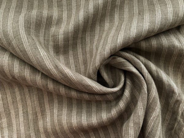 Designer Deadstock - Yarn Dyed Linen - Taupe Stripe