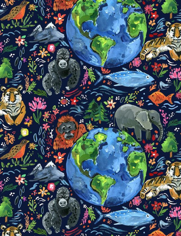 Quilting Cotton - Earth Day – Save the Planet – Multi