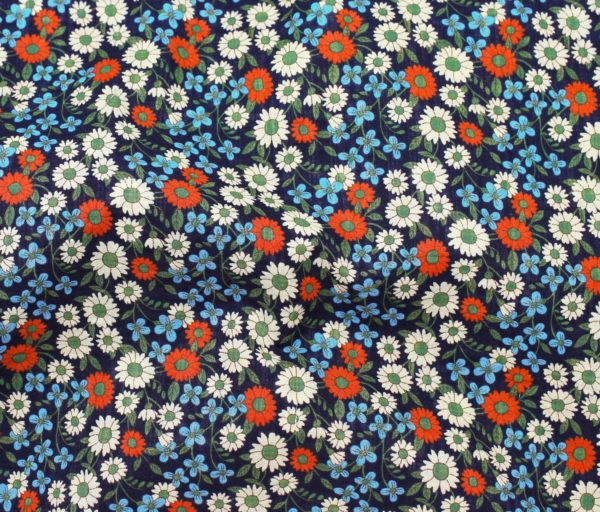 Textured Cotton/Rayon Voile – Wildflowers – Navy