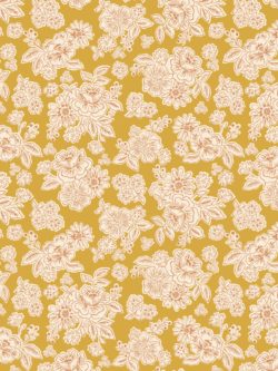 Quilting Cotton – Flower Blooms – Mustard