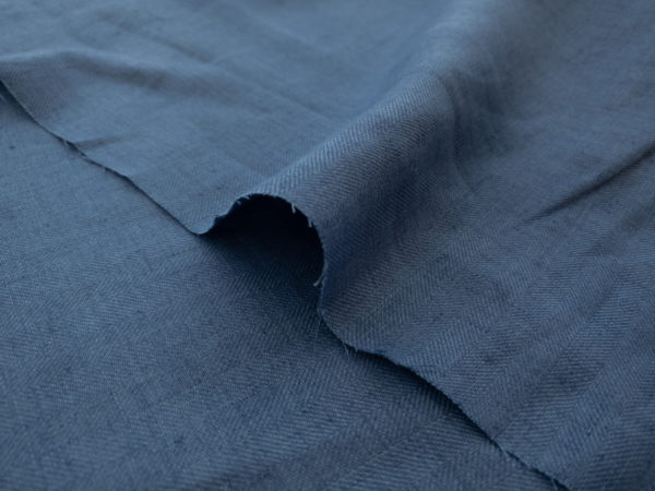 Italian Designer Deadstock - Herringbone Linen - Classic Blue ...