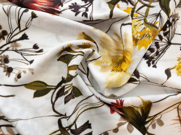 Italian Designer Deadstock - Printed Viscose Jacquard - Wildflowers