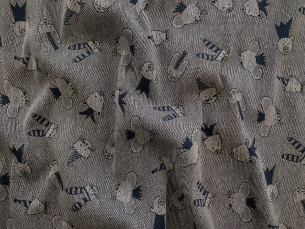 Italian Designer Deadstock - Cotton Jacquard - Royal Animals - Navy