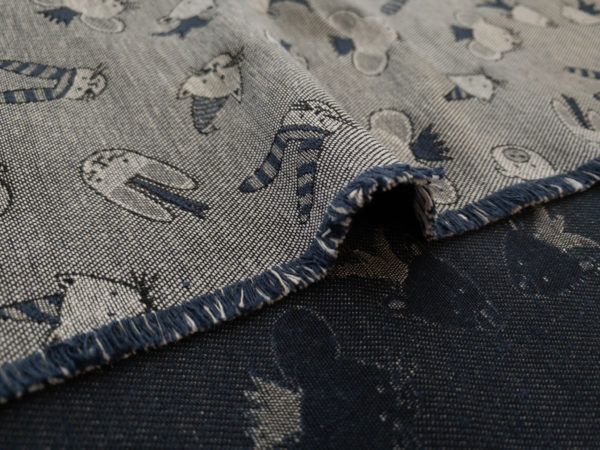 Italian Designer Deadstock - Cotton Jacquard - Royal Animals - Navy