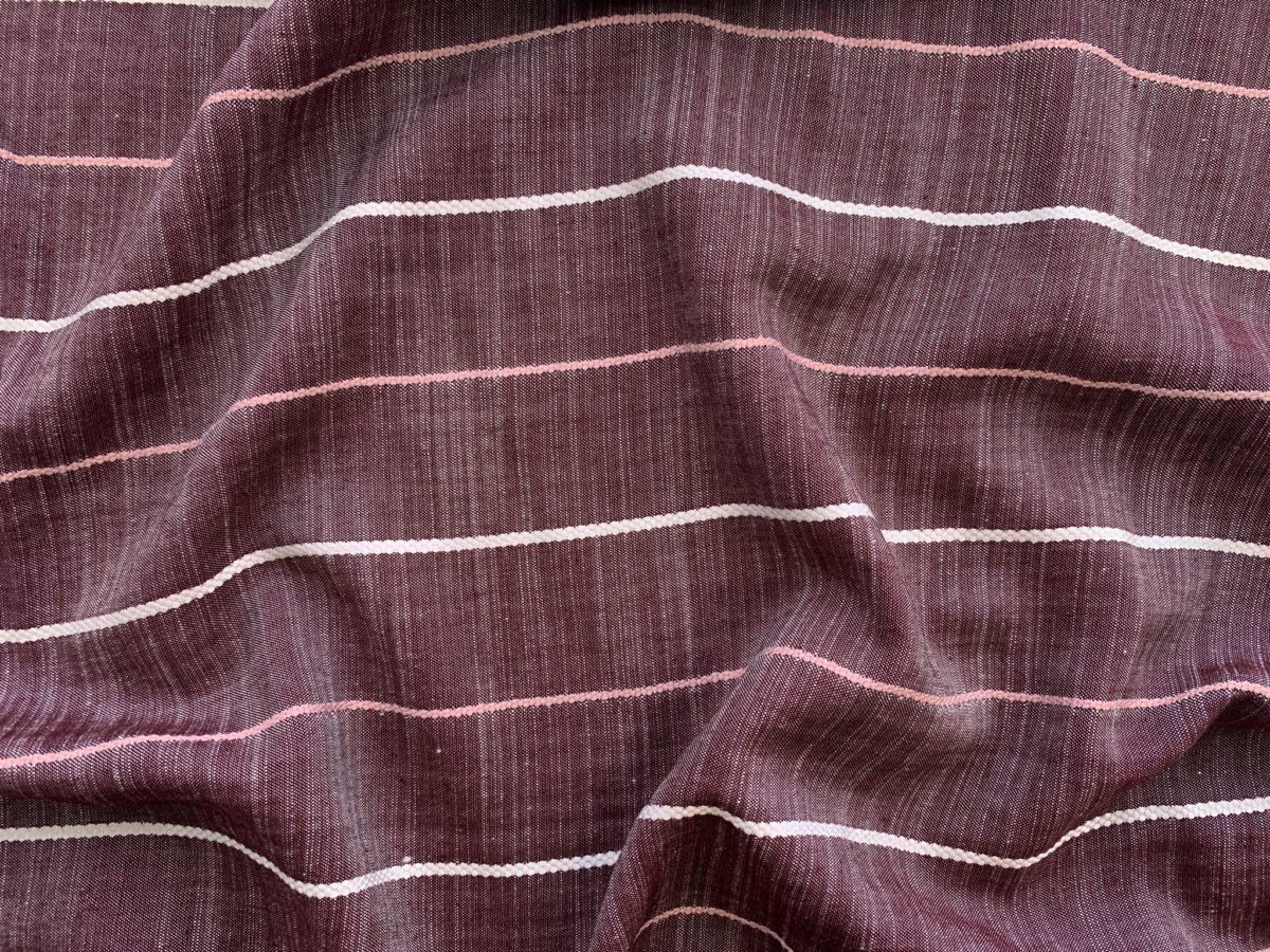 Designer Deadstock - Rayon Challis - Rope Stripe - Wine - Stonemountain ...