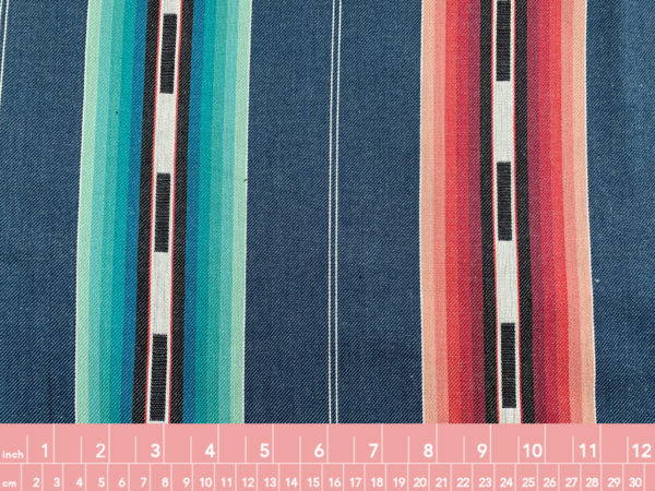 Santa Fe Yarn Dyed Cotton Stripe - Navy/Red/Teal