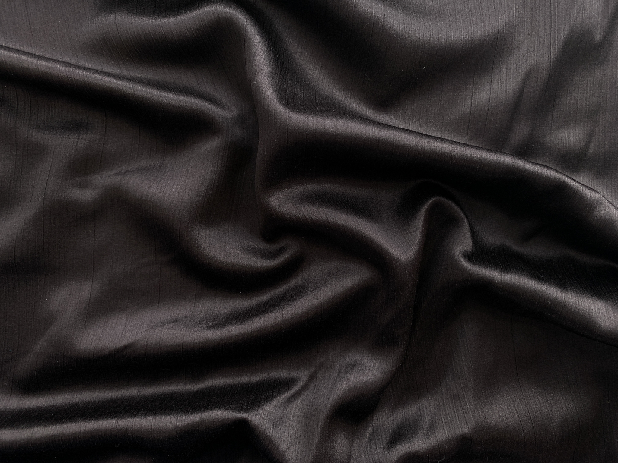 Designer Deadstock - Silk/Cotton Crinkle Charmeuse - Black ...