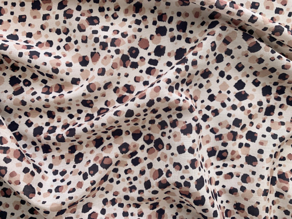 Designer Deadstock - Silk/Cotton Voile - Taupe/Charcoal Dots