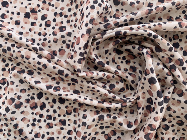 Designer Deadstock - Silk/Cotton Voile - Taupe/Charcoal Dots