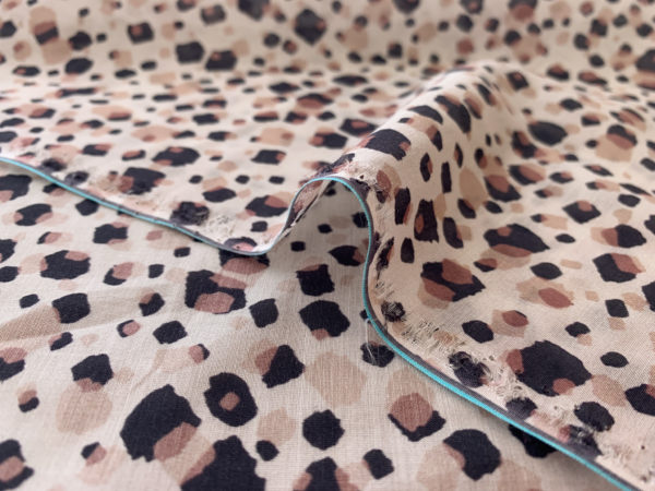 Designer Deadstock - Silk/Cotton Voile - Taupe/Charcoal Dots