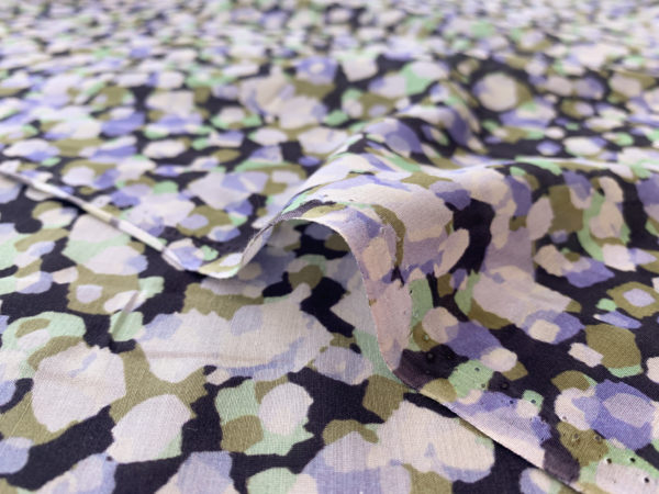 Designer Deadstock - Silk/Cotton Voile - Taupe/Charcoal Dots