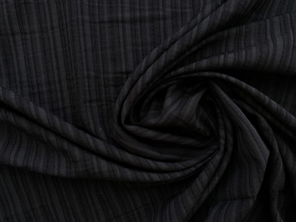 Designer Deadstock - Rayon Crinkle Gauze - Black/Grey Plaid