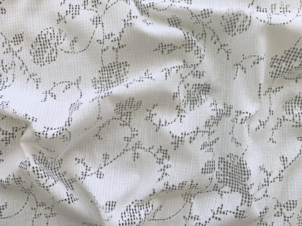 Designer Deadstock - Silk/Cotton Voile - Taupe/Charcoal Dots