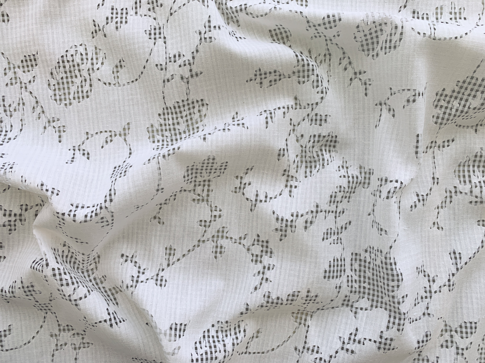 Cotton Voile Elastane Floral White Dressmaking Fabric