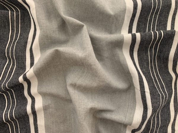 Cotton Toweling - Easy Living - Grey/Black Stripe