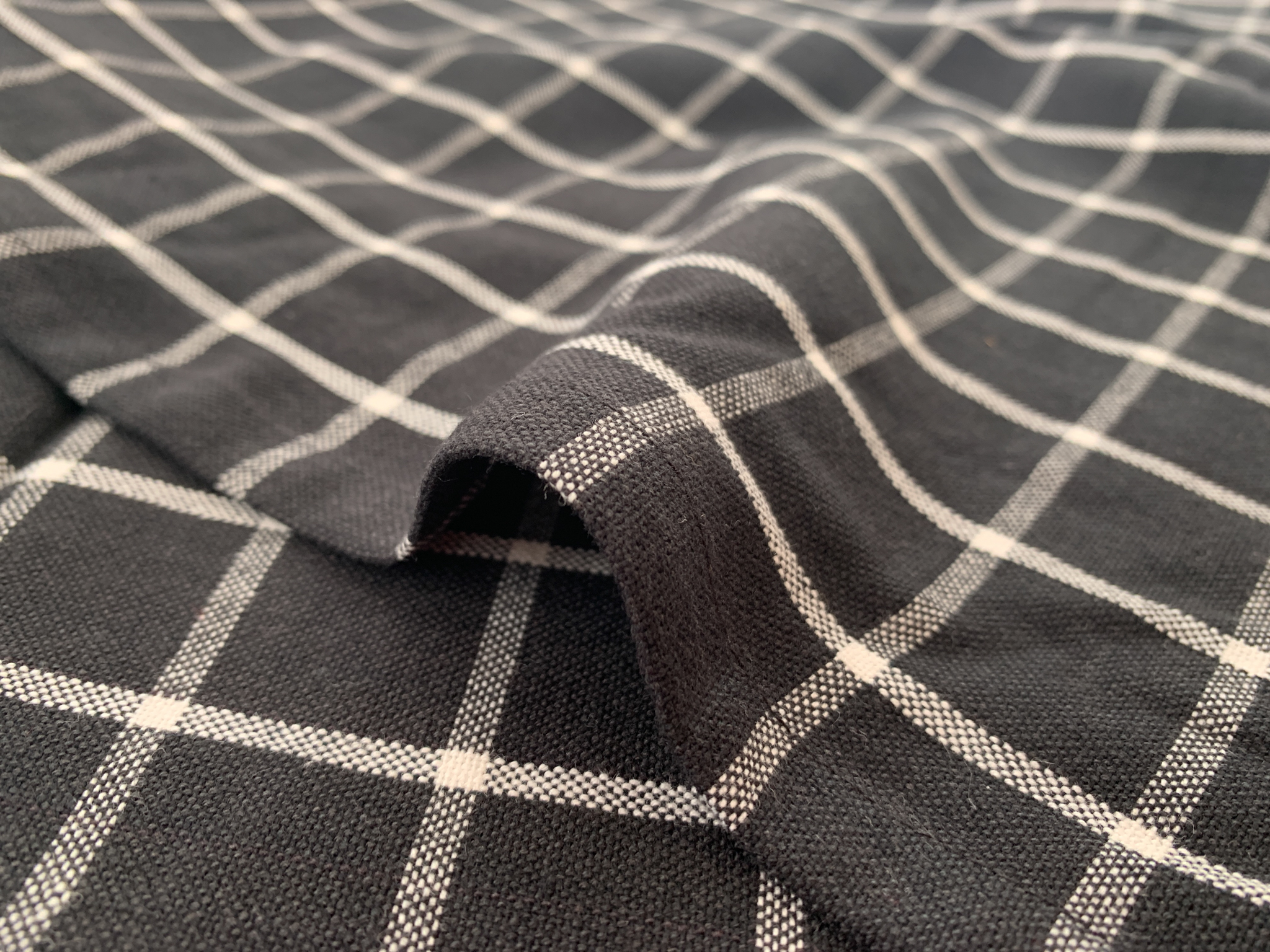 Cotton Toweling - Easy Living - Black/White Windowpane - Stonemountain ...