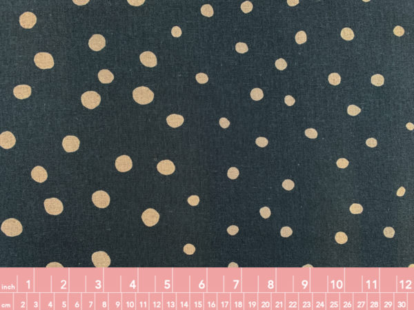 Echino - Cotton/Linen Canvas - Nabana - Grey/Green Dots