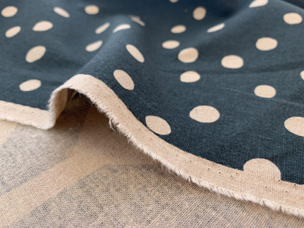 Echino - Cotton/Linen Canvas - Nabana - Grey/Green Dots