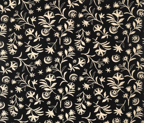 Rayon Voile – Moon Flower – Black/Ecru