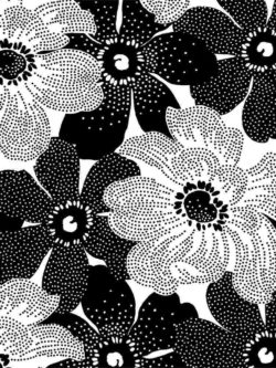 Quilting Cotton – Dotted Flowers – Black and White