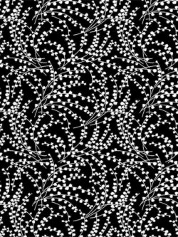 Quilting Cotton – Scattered Leaves – Black and White