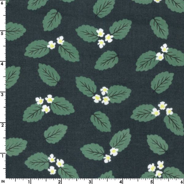 Kokka - Cotton Lawn - Leaves - Black