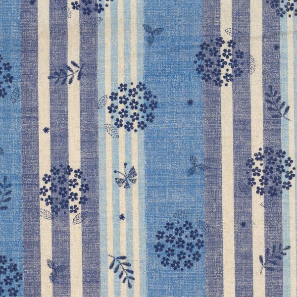 Kokka – Cotton/Linen Canvas – Flower Circle – Blue