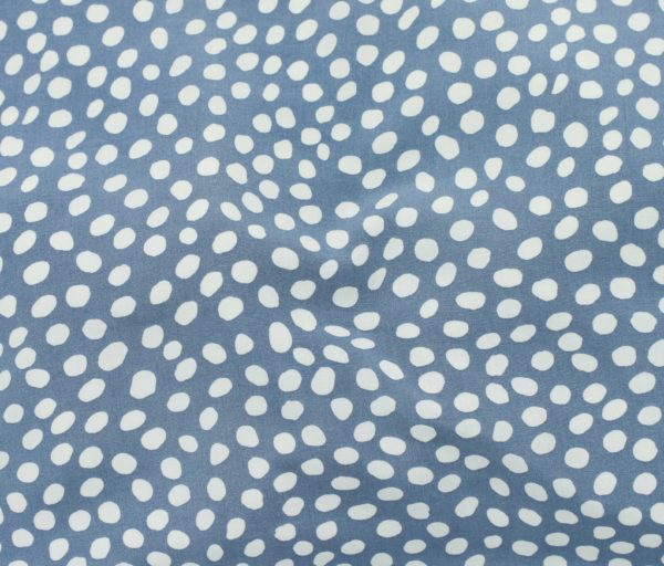 Viscose Poplin Print – Spots – Dusty Blue