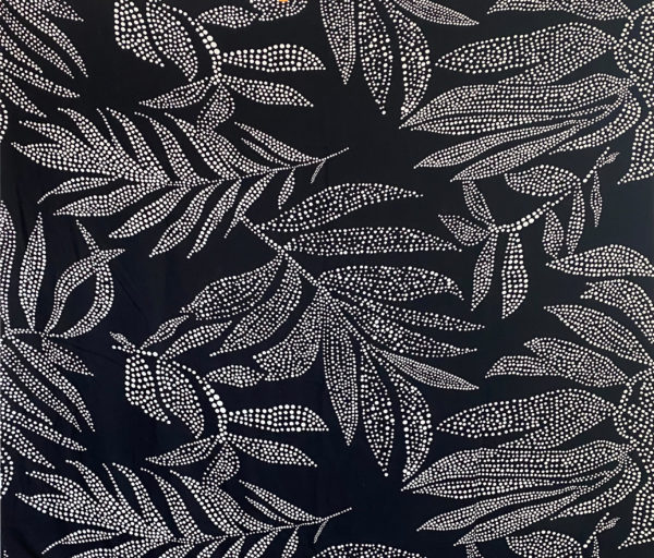 Viscose Crepe - Dotted Fronds - Black