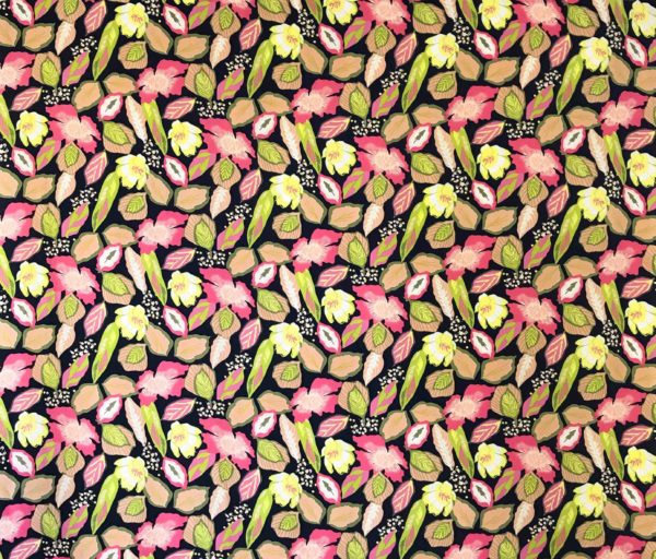 Viscose Poplin Print - Tropical Flowers - Neon