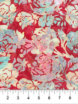 Cotton Batik – Rose Parade – Teal/Red