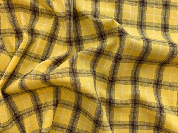 Designer Deadstock - Cotton Lawn - Yellow Plaid