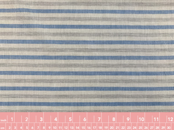 Designer Deadstock - Cotton Gauze - Grey/Blue Stripe